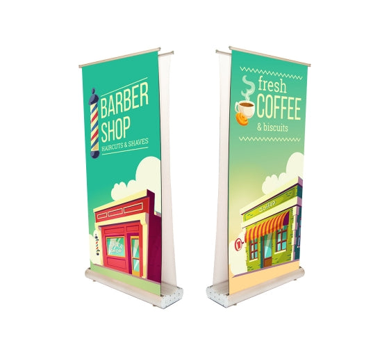 Deluxe Wide Base Double-Screen Roll Up Banner Stand